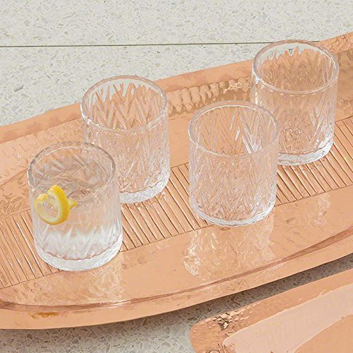 Global Views 6.60311 Set of 4 Herringbone Old Fashion Glasses, Clear