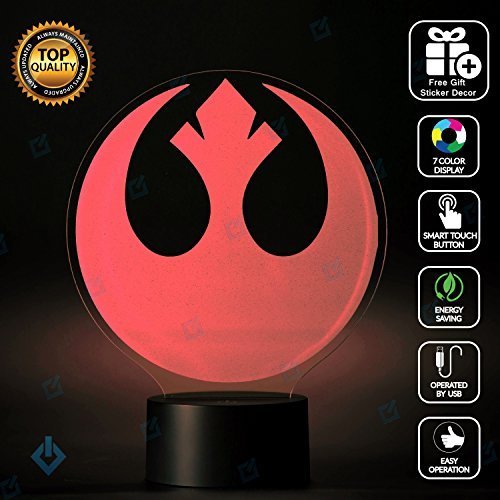 Star Wars Rebel Alliance Lighting Decor Gadget Lamp + Sticker Decor for Perfect Set, Awesome Gift (MT027)