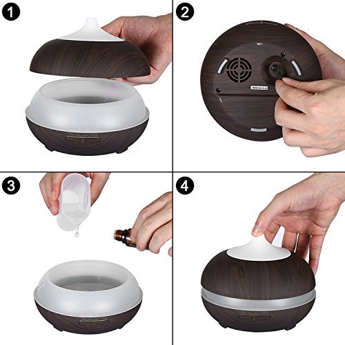 KINDLETHEFIRE 150ml Black Wood Grain Aroma Essential Oil Diffuser, Ultrasonic Mist Humidifier for Household
