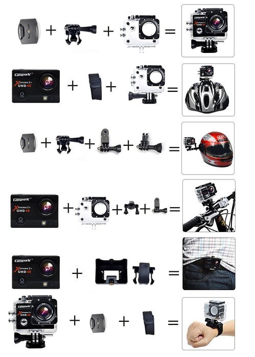 Campark&reg; 4K 30fps WiFi Ultra HD Waterproof Sports Action Camera Diving Camcorder with Medium Bag for Camera and... N5