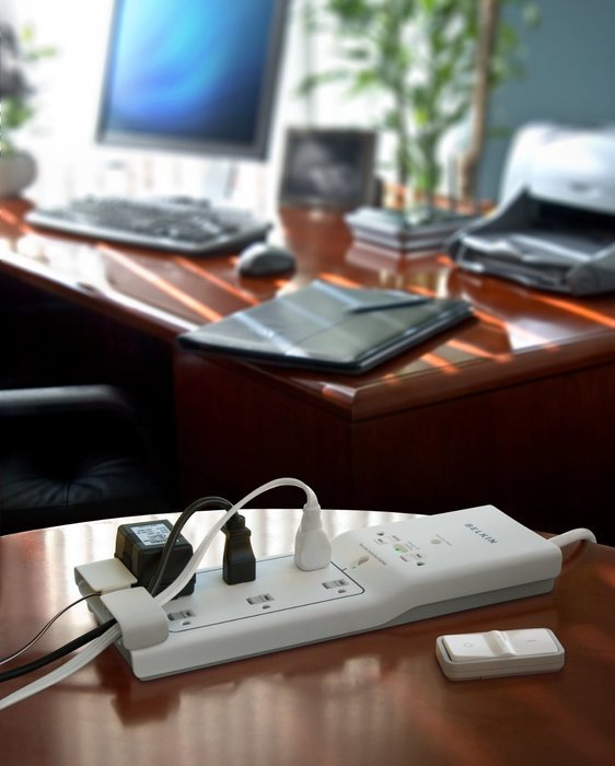 Belkin 8-Outlet Conserve Switch Surge Protector with 4-Foot Cord and Remote, F7C01008q N8