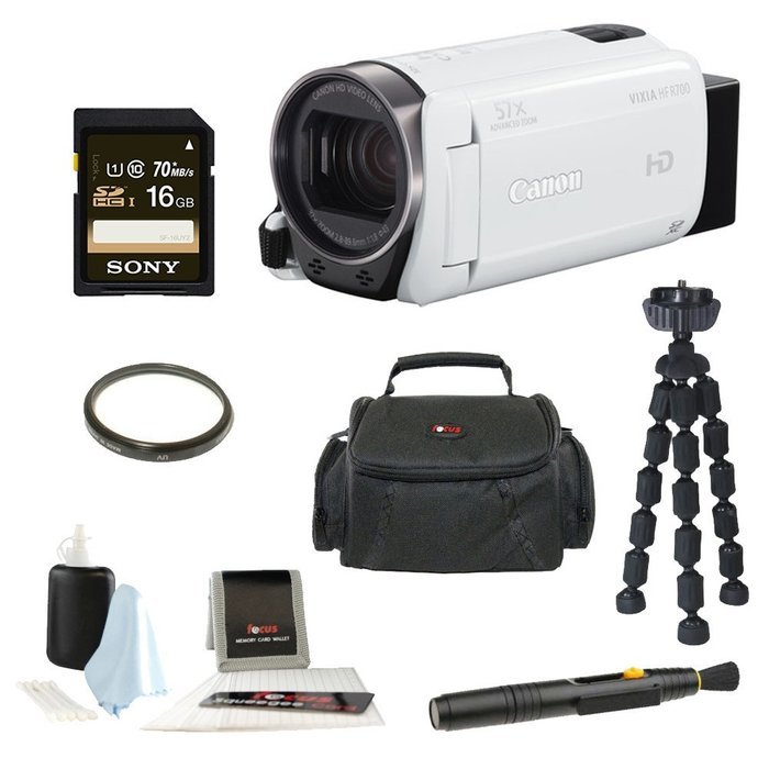 Canon VIXIA HF R700 Full HD 1080p Camcorder (White) + Sony 16GB Accessory Kit