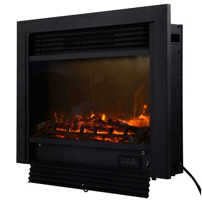 Goplus&reg; 28.5" Fireplace Electric Embedded Insert Heater Glass View Log Flame Remote Home N5