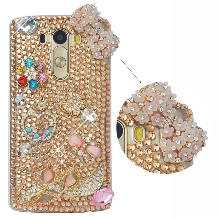 LG G5 Case, LG G5 Bling Case-Spritech(TM) 3D Handmade Colorful Diamond Bling with Butterfly Flower Decoration... N7