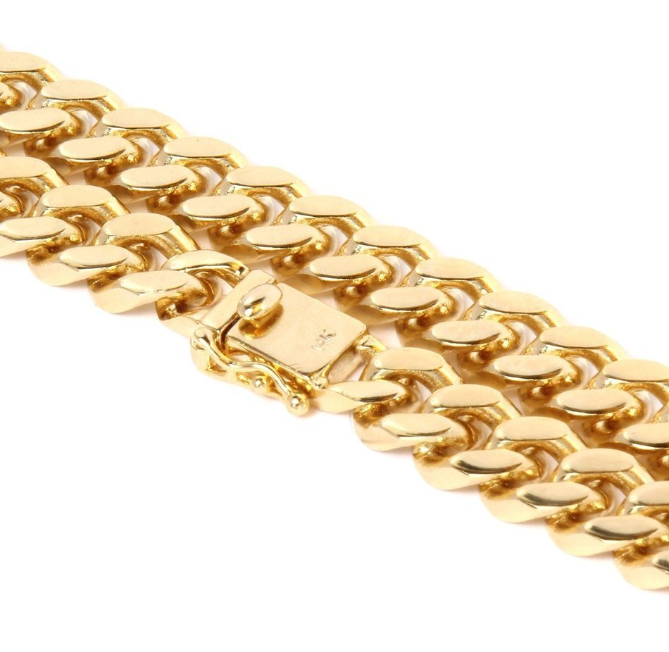 Mens 10mm 14k Gold Plated Heavy Thick Cut Hip Hop Bracelet Cuban
