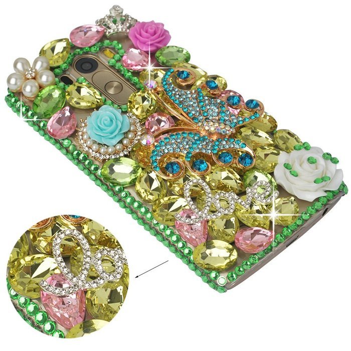 LG G5 Case, LG G5 Bling Case-Spritech(TM) 3D Handmade Colorful Diamond Bling with Butterfly Flower Decoration... N11