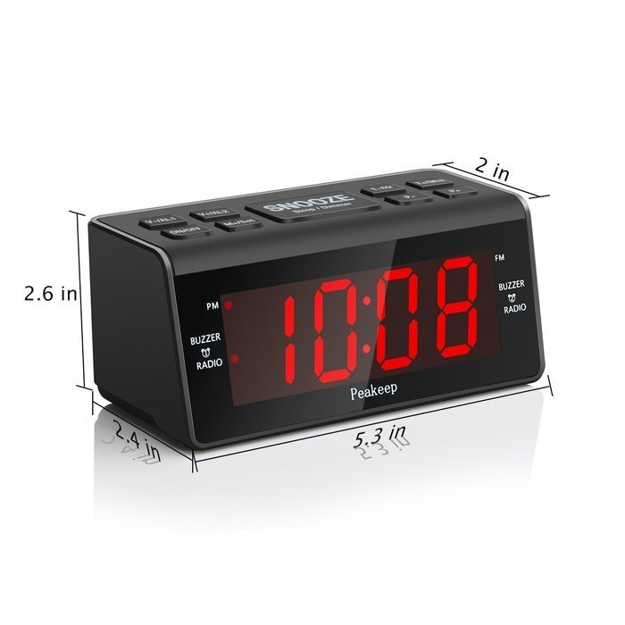 Peakeep Alarm Clock AM FM Radio with Dual Alarm, Snooze and Sleep Timer, Large LED Display with Adjustable Brightness... N5
