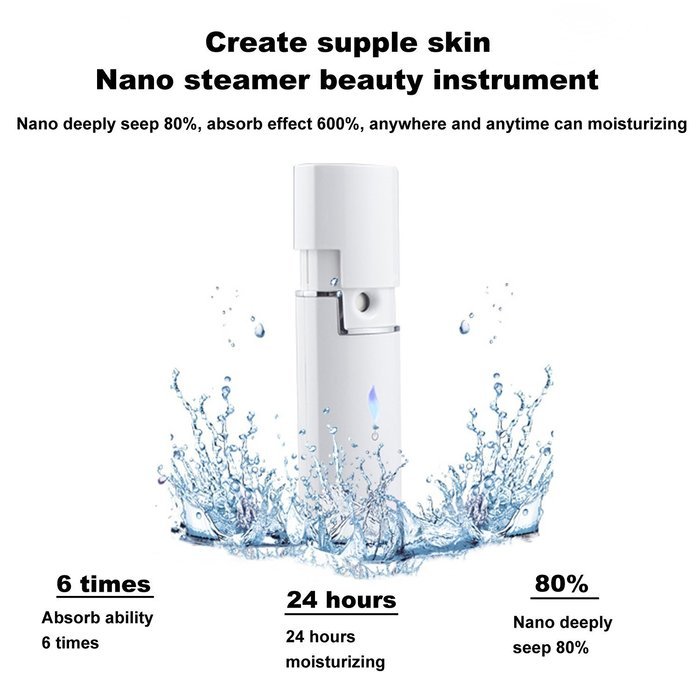 BC CE and RoHS Standard Rechargeable Lash Nano Mister Facial Nano Spray Beauty Humidifier BC-1103B White Color N2