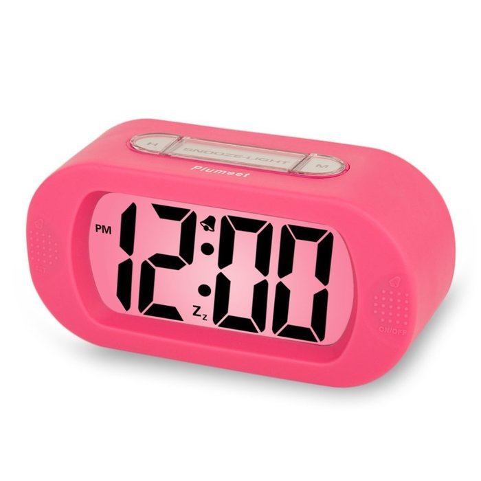 Plumeet Easy Setting Silicone Protective Cover Digital Silent LCD Large Screen Desk Bedside Alarm Clock With Snooze... N7