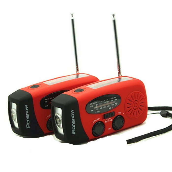[ 2-PACK Upgraded Version ] iRonsnow 088+ [1000mAh] Solar Hand Crank Radio AM/FM/NOAA/WB Weather Emergency Radio... N10