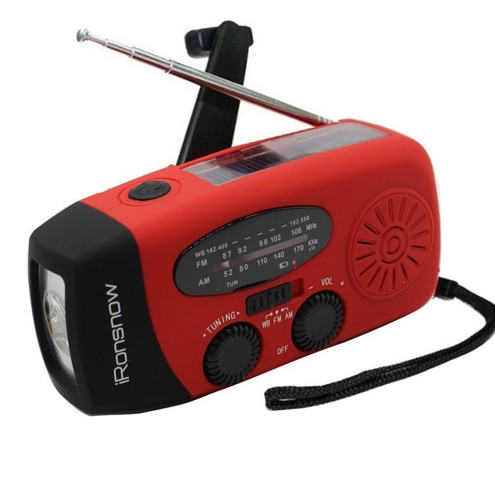 [ 2-PACK Upgraded Version ] iRonsnow 088+ [1000mAh] Solar Hand Crank Radio AM/FM/NOAA/WB Weather Emergency Radio... N12