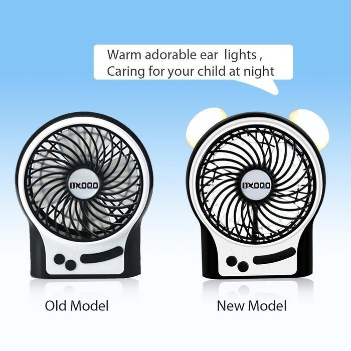 Portable USB Mini Fan, OXOQO Desk Desktop Table Electric Quiet Fan with LED Light, Built-in 2500mah Rechargeable... N4