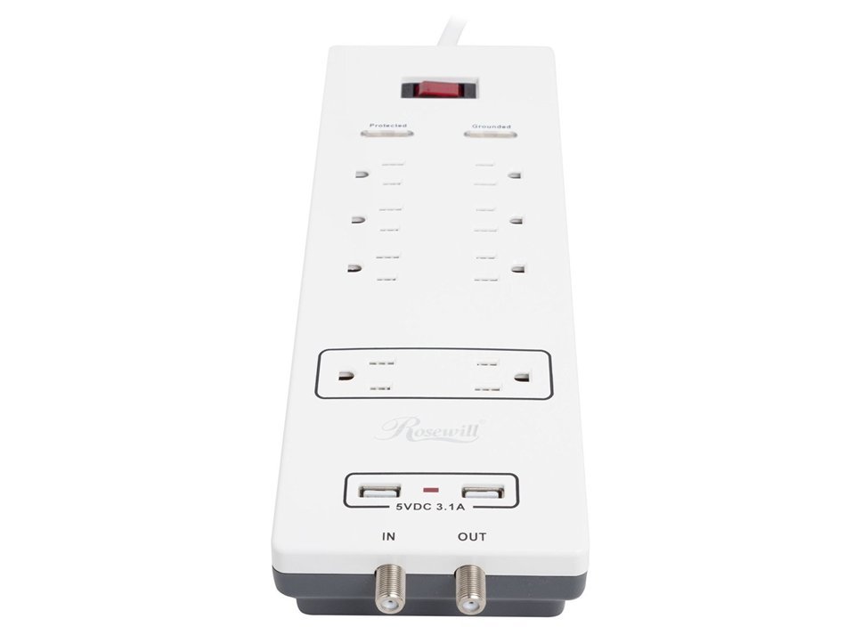 Rosewill RHSP-15001 8-Outlet Surge Protector, Fireproof 2300 Joules Power Surge Protection with 6-Foot Cord and... N2