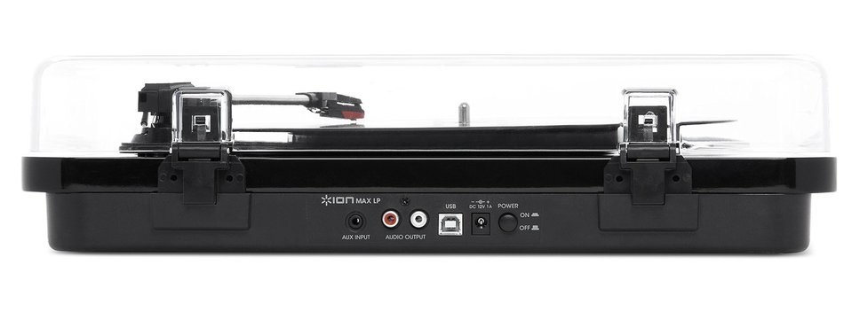 ION Audio Max LP | 3-Speed Belt Drive Turntable with Built-In Speakers & 1/8" Aux Input (Glossy Piano Black) N10