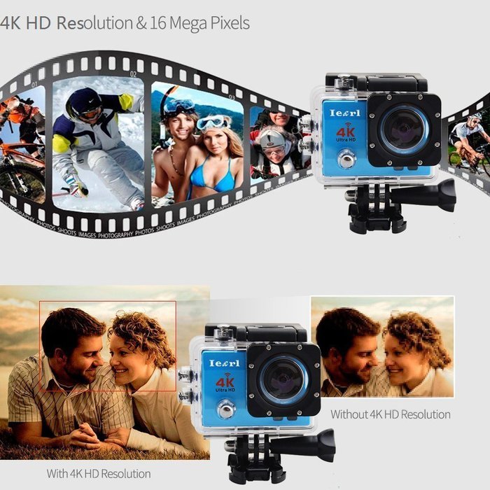 Iearl IE8000 Ultra HD 4K Sport Action Camera 2 Inch WiFi HDMI 16MP 30M Waterproof 170 Degrees Wide Viewing Angle... N5