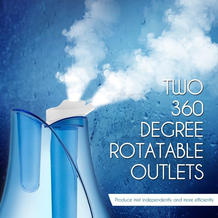 Ultrasonic Humidifier, Mospro 2.8 Liter Tank, Two 360 Degree Rotatable Outlets, Whisper-quiet And Waterless Auto... N4