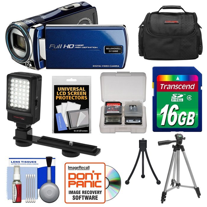 Bell & Howell DV12HDZ 1080p HD Video Camera Camcorder (Black) with 16GB Card + Case + Tripod + LED Video Light... N5