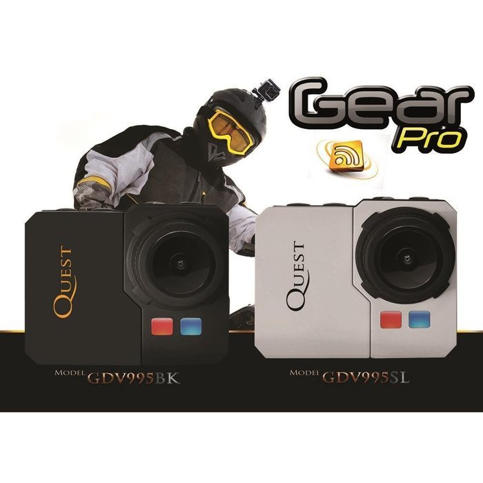Sound Around GDV995BK HD Video Recording Gear Pro Quest Wi-Fi Action Camera/Camcorder, Full HD 1080p Video, 16... N3