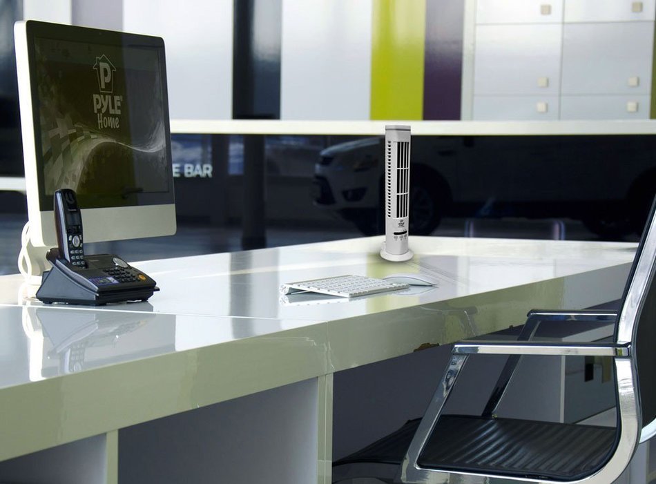 Pyle PHCTF30PN 3 Speed Desktop Tower Fan with Automatic Shut Off Timer and USB Charging Cable