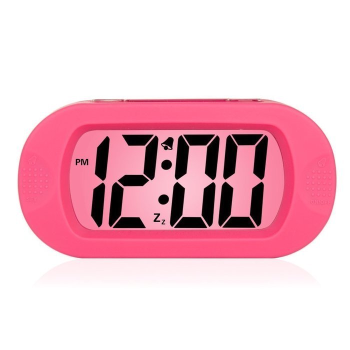 Plumeet Easy Setting Silicone Protective Cover Digital Silent LCD Large Screen Desk Bedside Alarm Clock With Snooze... N8