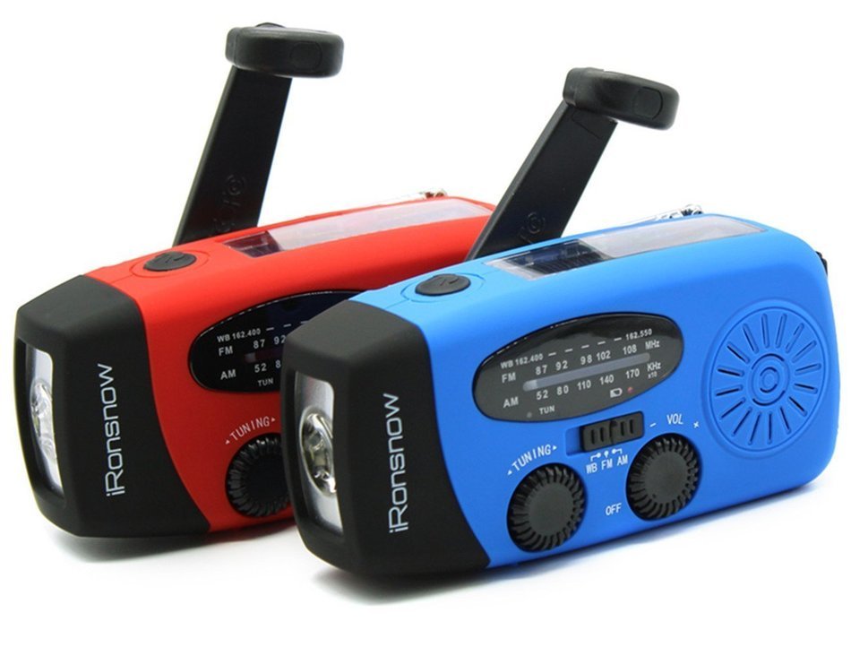 [ 2-PACK Upgraded Version ] iRonsnow 088+ [1000mAh] Solar Hand Crank Radio AM/FM/NOAA/WB Weather Emergency Radio... N15