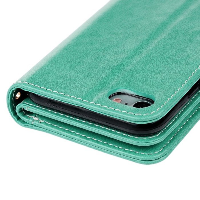Badalink iPhone 7 Wallet Case (4.7") 9 Card Slots Plastic Mirror Flip Stand Case Embossed Flower Girl PU Leather... N17
