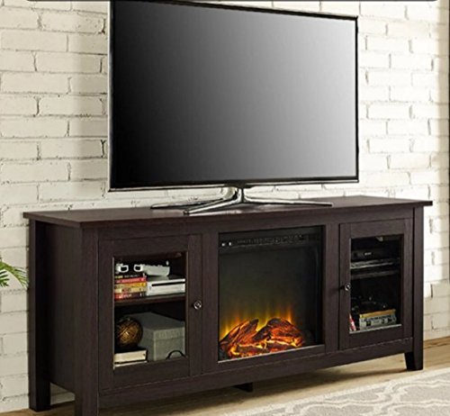 Tv Stand With Fireplace,For 60 Inch TV, With Doors,Enclosed Storage, Adjustable Shelves, Color Espresso N2