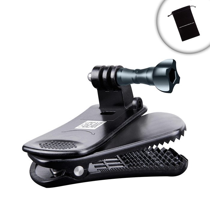 USA Gear Action Camera Clip Mount with Injection Molded Durable Plastic , 360 Degree Rotating Head & J-Hook &... N3