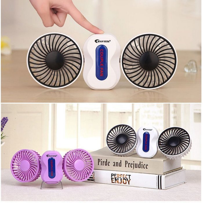 USB Mini Fan,BAVIER&reg; Couples mini fan,Sound-free design Desktop Fan,Portable USB Fan,3 Speed Adjustable,USB Cooling... N5