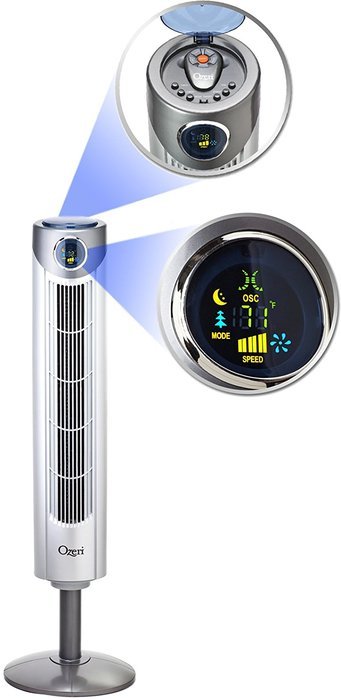 Ozeri Ultra 42 inch Wind Fan - Adjustable Oscillating Tower Fan with Noise Reduction Technology N2