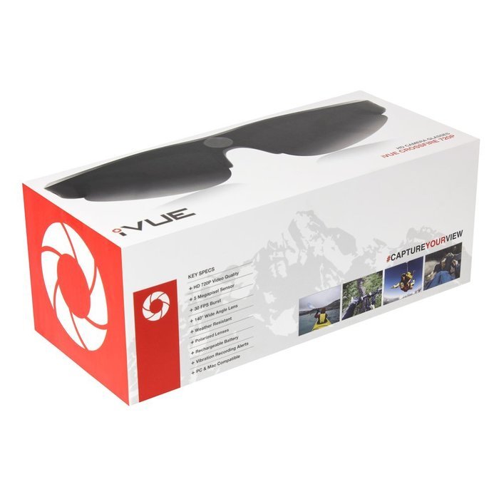 iVUE Crossfire 720P HD Action Camera Glasses Sport POV Video Recording DVR Eyewear (Black, 140&deg; Wide Angle Lens) N5