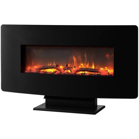 1400W Black Urbana Curved Wall Mount Fireplace N3