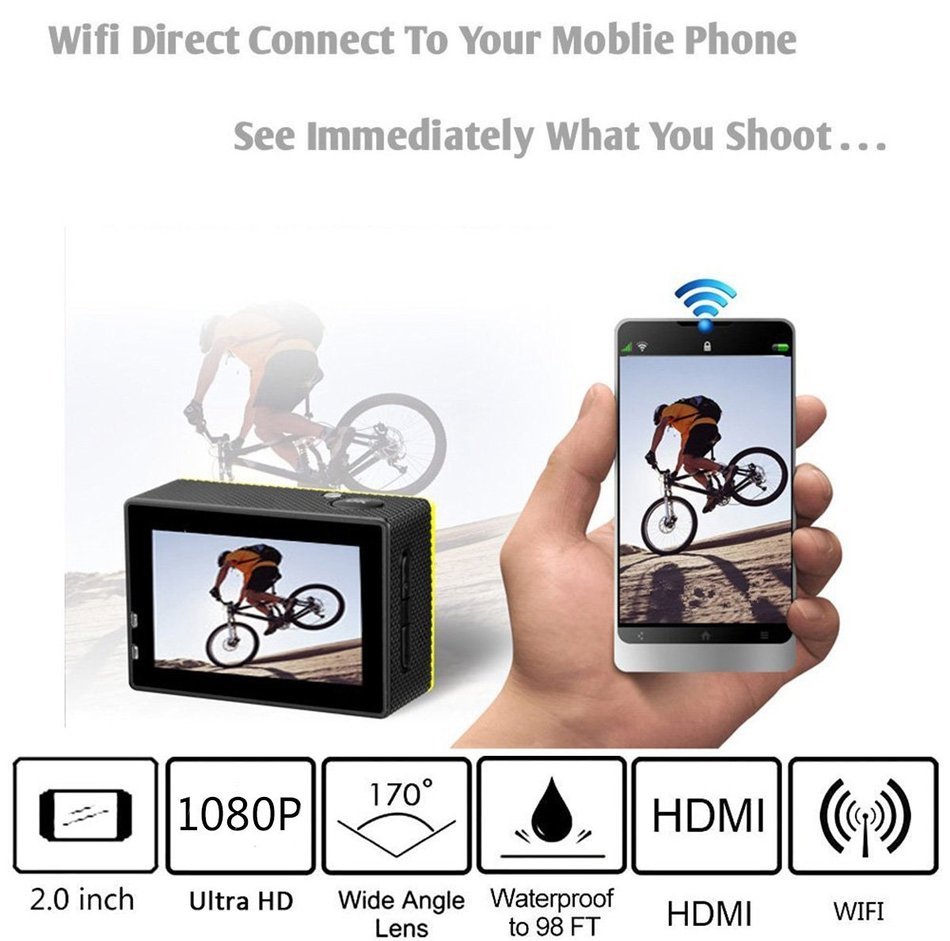 Aokon Action Camera SJ7000 Sports Waterproof Camera 1080P 12M HD Helmet Motorcycle Underwater Cam - 170&deg;Wide Angle... N8