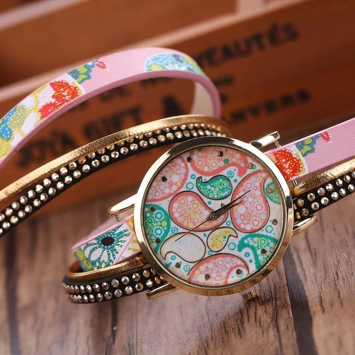 AutumnFall Women Bohemian Bracelet Woven Braided Handmade Wrap Bracelet Watch (B)