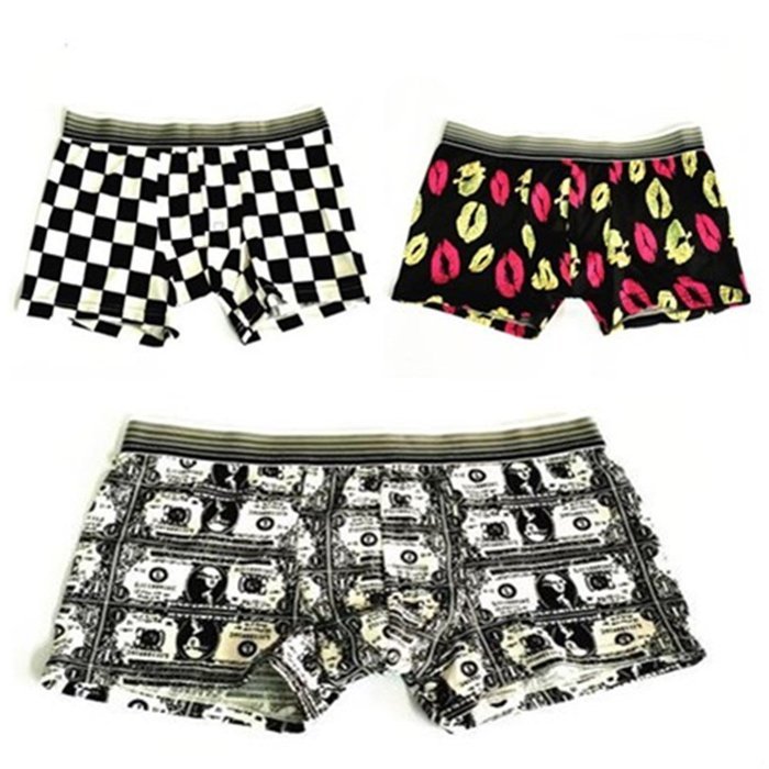 KAKA(TM) Men's Boxer Underwear Cartoon Pattern Breathable Absorbent Briefs 3-Pcs Set-(24-29inch/40-55kg)-L N5