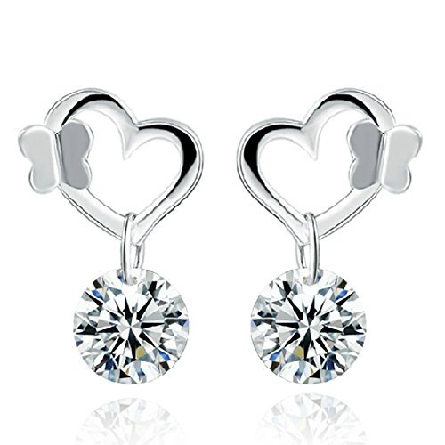 925 Sterling Silver Xmas Gifts Fashion Crystal Stud Earrings Studs Women Jewelry N2