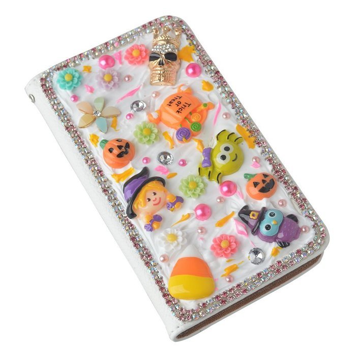 For ZTE ZMAX Z970 Hallowmas Theme Phone Case,Yaheeda 3D Handmade Stones Pumpkin Flower Skull Design PU Leather...