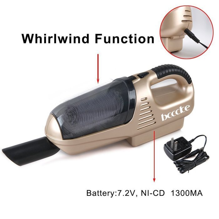 Car HouseHold Dry Vacuum Cleaner, Bcccke Whirlwind Function 7.2V 60W Ni-CD 1300MA Suction:2.8KPA Dust Buster Cordless... N2