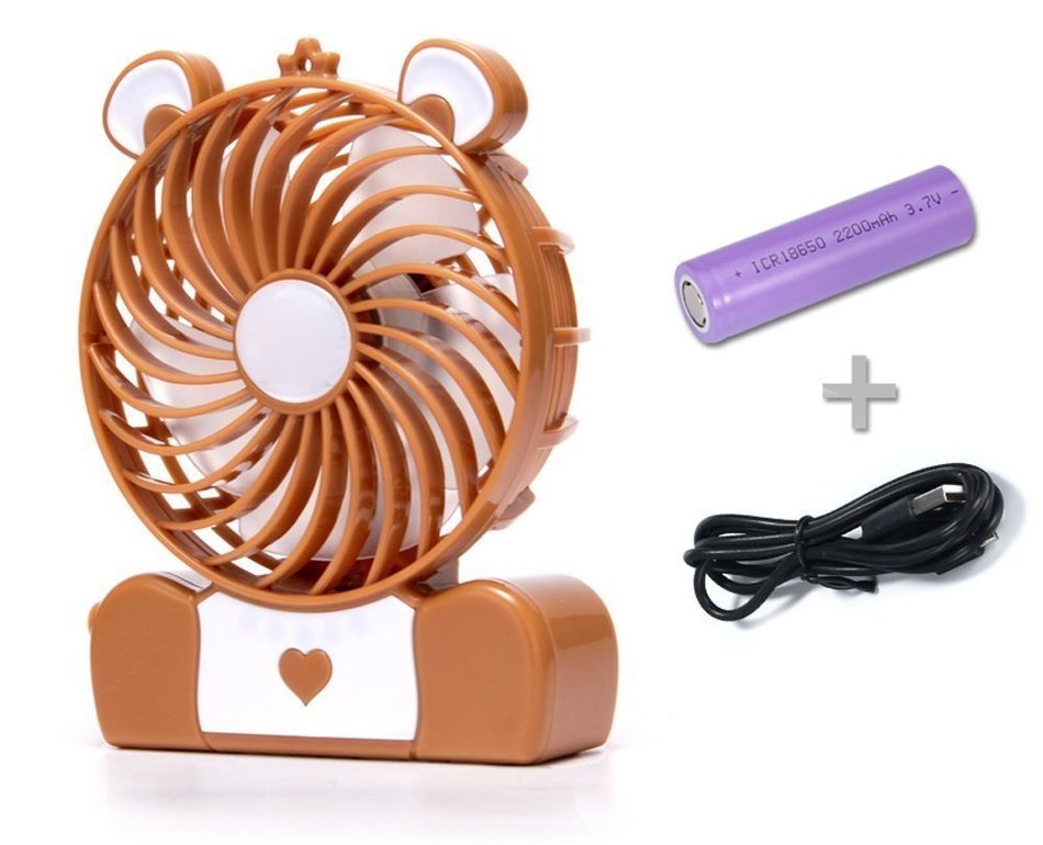 Niceshop&reg; Mini 3-Inches Electrical Portable fan Rechargeable Cute Pocket Bear Fan 3 Speeds 18650 Desktop Summer... N3