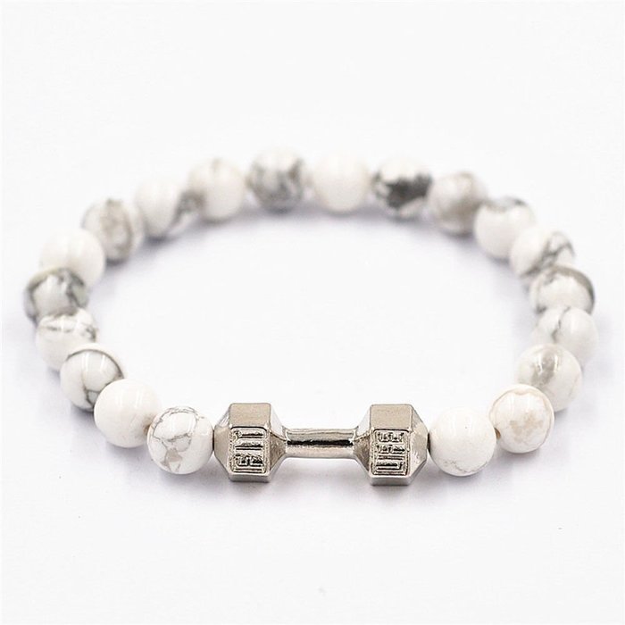Tiger Eye Gemstones Dumbbell Barbell Stretch Yoga Mala Beaded Energy Bracelets N3
