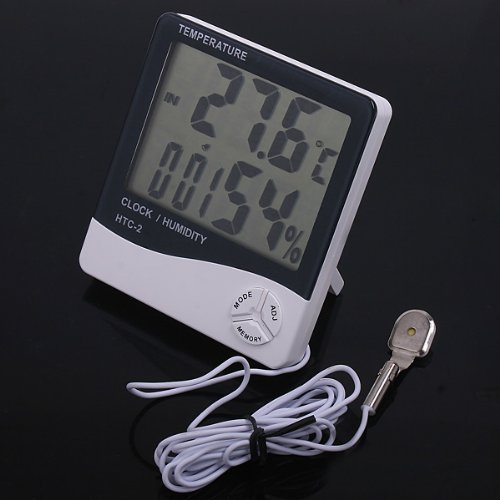1 X Digital LCD Temperature Thermometer Humidity Meter Clock show Indoor & Outdoor temperature N3