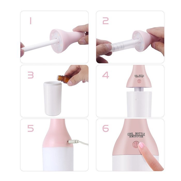 Xenics Essential Oil Diffuser Humidifier, 180ml USB Mini Cool Mist Humidifier Warm Light Nightlights,4 Hours Continous... N2
