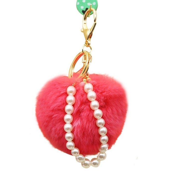 AutumnFall&reg; Imitate Rabbit Fur Ball Pearl Car Keychain Handbag Key Ring (Purple) N2