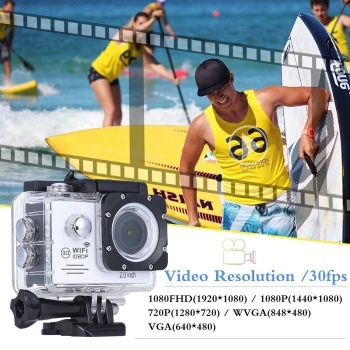 Andoer 1080P 30fps Full HD 12MP Action Camera Waterproof 30 WiFi 2.0" LCD 150 Wide Degree Angle Lens Anti-shake...