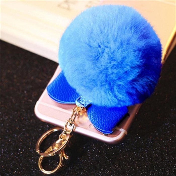 AutumnFall Rabbit Fur Ball Plush Car Keychain Handbag Key Ring Key