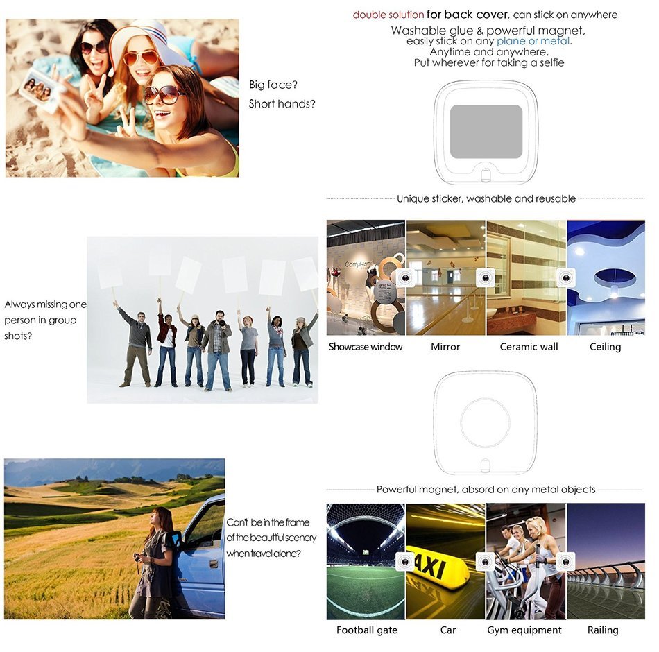 Kezoll WiFi Selfie Camera with Sticky and Magnetic Plates 16GB Memory Cards Included Red N3