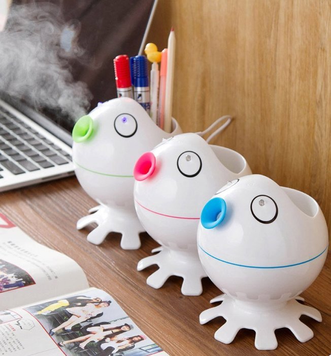 RipaFire&reg; Octopus Shape Mini Portable USB Multifunctional Muted Air Humidifier Purple Light Disinfection Pen Container... N10