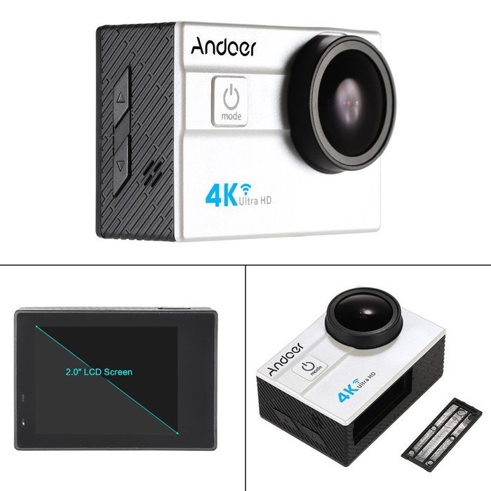 Andoer 2.0" LCD 4K WiFi Ultra HD Action Sports Camera 16MP 25FPS 1080P 60FPS 4X Zoom 25mm 173 Degree with 8in1... N12