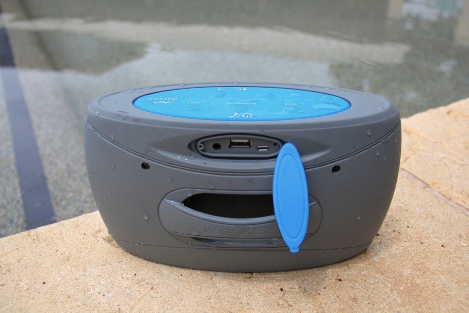 Miccus pool party SPX9: Rainproof, Water Resistant, Bluetooth Wireless Stereo Speaker System (Blue/Gray) N7