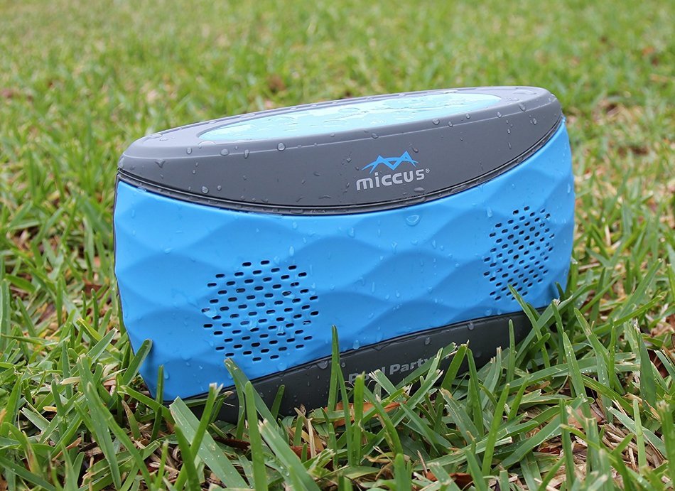 Miccus pool party SPX9: Rainproof, Water Resistant, Bluetooth Wireless Stereo Speaker System (Blue/Gray) N8
